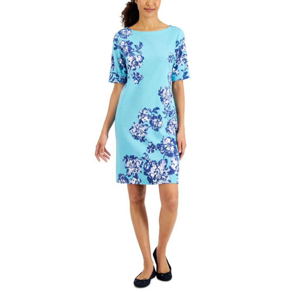 Karen Scott Womens Holiday Floral Printed Dress